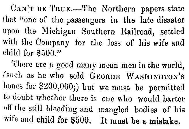 “Can’t Be True,” Fayetteville (NC) Observer, July 18, 1859