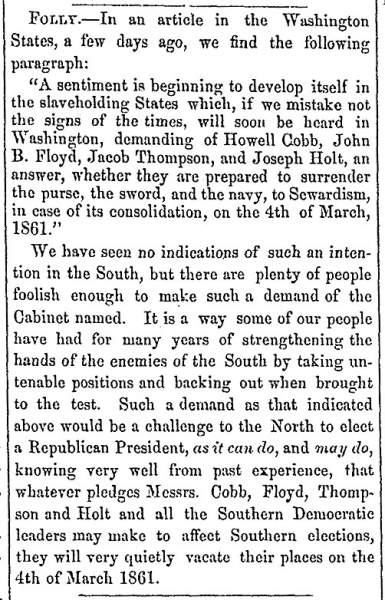 “Folly,” Fayetteville (NC) Observer, July 25, 1859