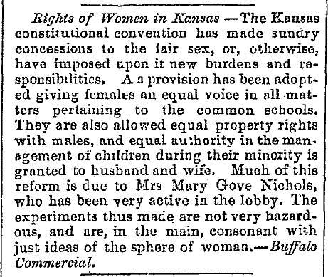 “Rights of Women in Kansas,” Lowell (MA) Citizen & News, August 4, 1859