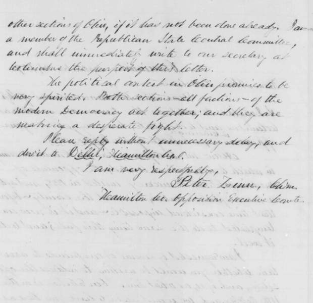 Peter Zinn to Abraham Lincoln, September 2, 1859 (Page 2)