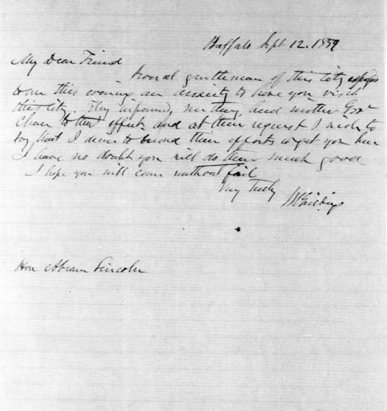 Joshua Reed Giddings to Abraham Lincoln, September 12, 1859 (Page 1)