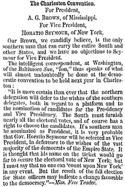 “The Charleston Convention,” Charleston (SC) Mercury, October 15, 1859