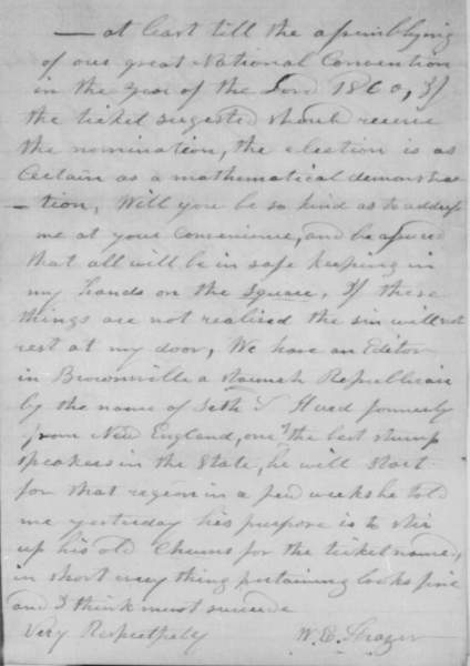 William E. Frazer to Abraham Lincoln, November 12, 1859 (Page 3)