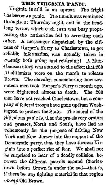 "The Virginia Panic," Chicago (IL) Press and Tribune, November 19, 1859
