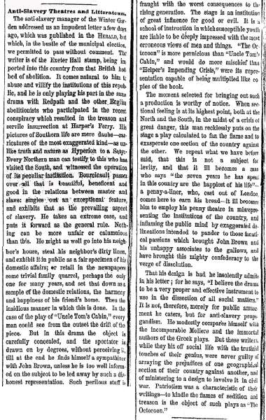 “Anti-Slavery Theatres and Litterateurs,” New York Herald, December 9, 1859