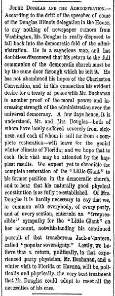 “Judge Douglas and the Administration,” New York Herald, December 11, 1859