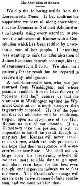 “The Admission of Kansas,” Atchison (KS) Freedom’s Champion, December 17, 1859