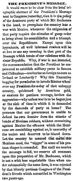 “The President’s Message,” Chicago (IL) Press and Tribune, December 28, 1859
