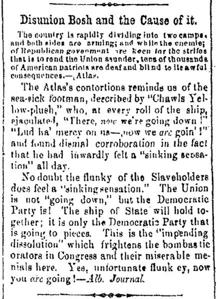 “Disunion Bosh and the Cause of it,” Chillicothe (OH) Scioto Gazette, January 3, 1860