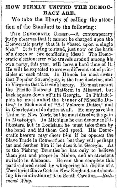 “How Firmly United the Democracy Are,” Raleigh (NC) Register, February 22, 1860
