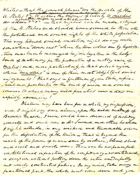 William Wilkins to James Watson Webb, March 26, 1860 (Page 2)