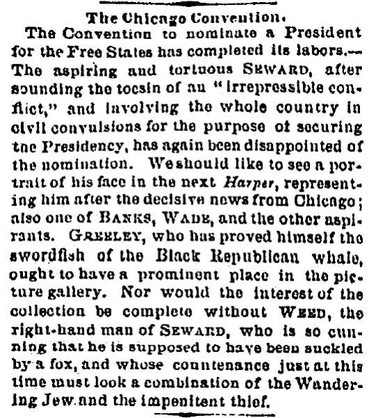 “The Chicago Convention,” Richmond (VA) Dispatch, May 21, 1860