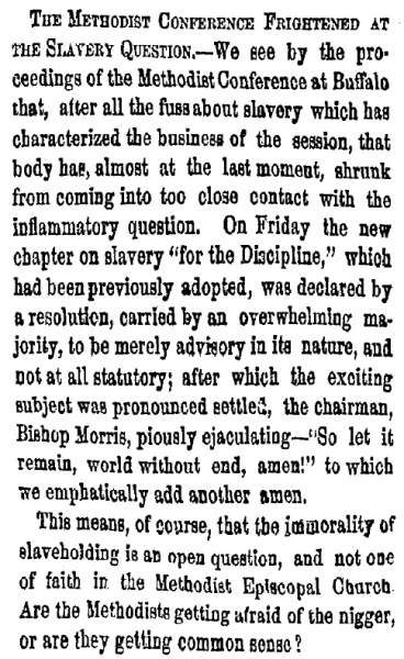 “The Methodist Conference Frightened at the Slavery Question,” New York Herald, June 3, 1860
