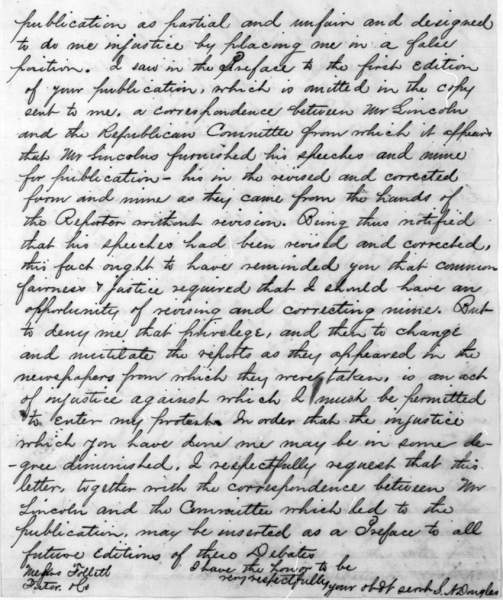 Stephen A. Douglas to Follett Foster & Company, June 9, 1860 (Page 3)
