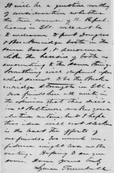 Lyman Trumbull to Abraham Lincoln, June 28, 1860 (Page 3)  
