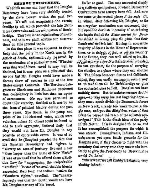 “Shabby Treatment,” Chicago (IL) Press and Tribune, July 7, 1860
