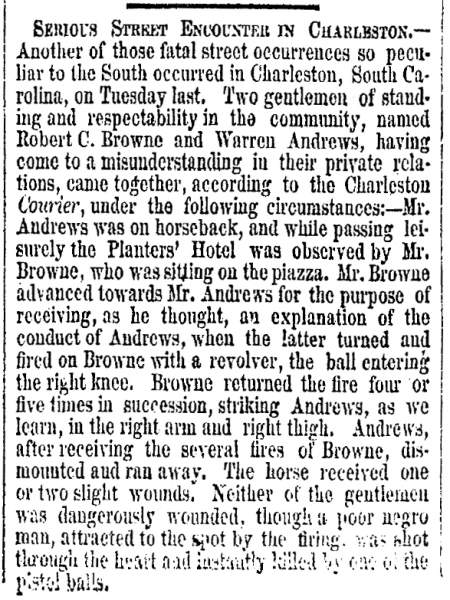 “Serious Street Encounter in Charleston,” New York Herald, July 15, 1860
