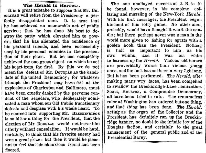 “The Herald in Harness,” New York Times, July 21, 1860