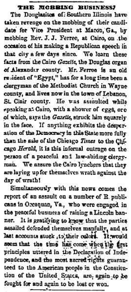 “The Mobbing Business,” Chicago (IL) Press and Tribune, July 28, 1860
