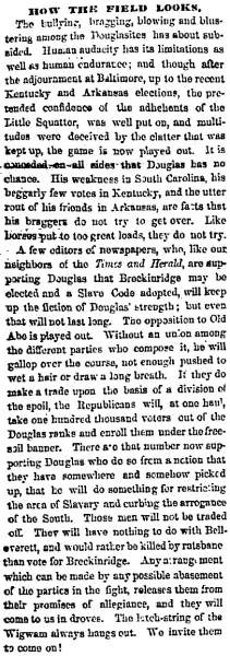 “How the Field Looks,” Chicago (IL) Press and Tribune, August 17, 1860