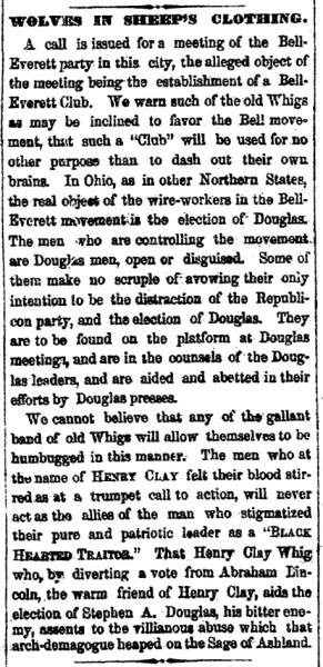 “Wolves In Sheep’s Clothing,” Cleveland (OH) Herald, September 29, 1860