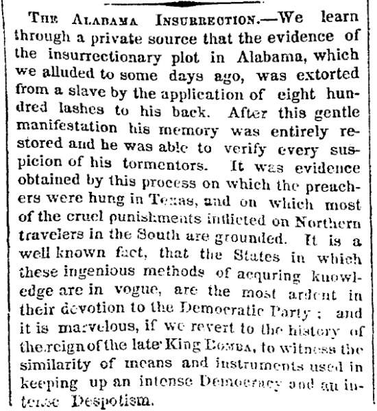 “The Alabama Insurrection,” New York Times, October 20, 1860