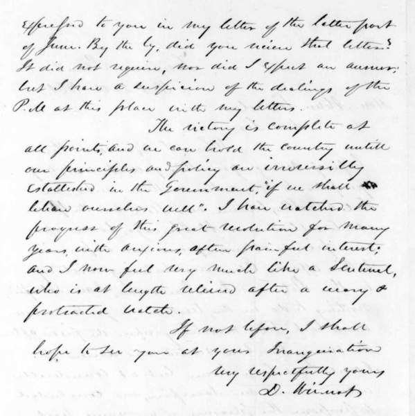David Wilmot to Abraham Lincoln, October 20, 1860 (Page 2)
