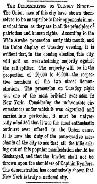 “The Demonstration on Tuesday Night,” New York Herald, October 25, 1860