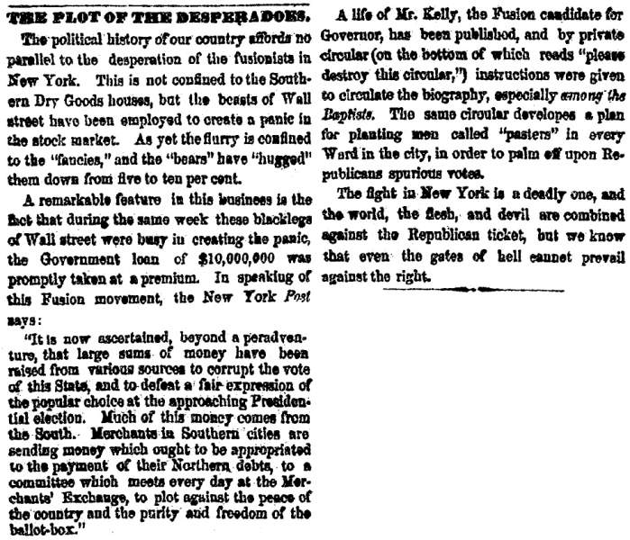 “The Plot of the Desperadoes,” Cleveland (OH) Herald, October 27, 1860