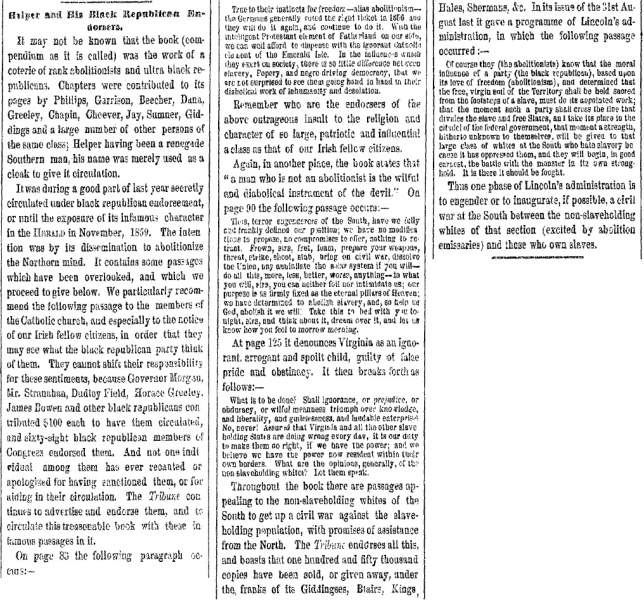 “Helper and His Black Republican Endorsers,” New York Herald, October 28, 1860
