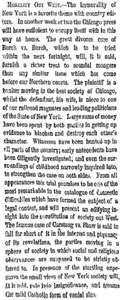 "Morality Out West," New York Herald, November 11, 1860