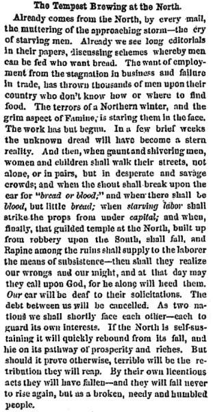 "The Tempest Brewing at the North," Charleston (SC) Mercury, December 17, 1860