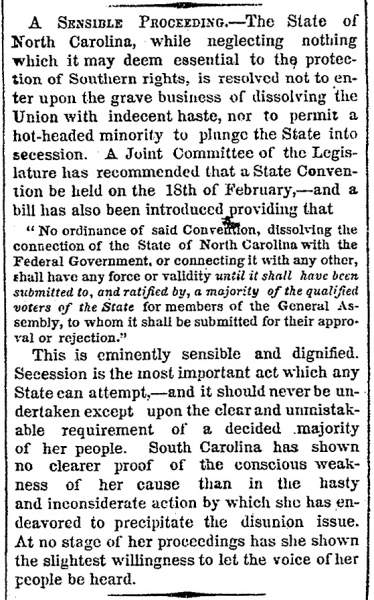 “A Sensible Proceeding,” New York Times, December 20, 1860