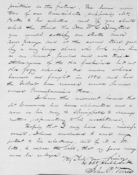 John P. Verree to Abraham Lincoln, January 1, 1861 (Page 5)