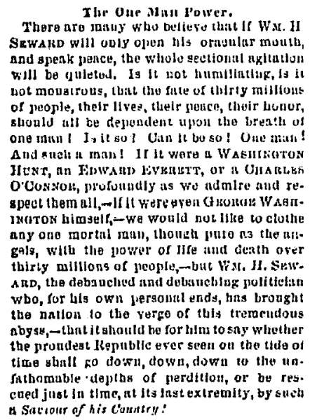 “The One Man Power,” Richmond (VA) Dispatch, January 11, 1861