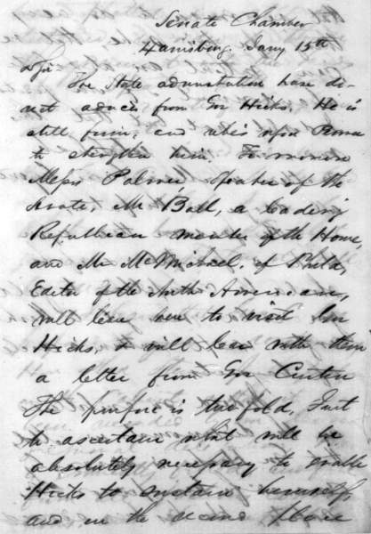 Alexander K. McClure to Abraham Lincoln, January 15, 1861 (Page 1)