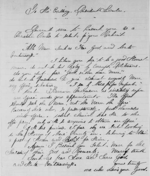Anonymous to Abraham Lincoln, January 1861
