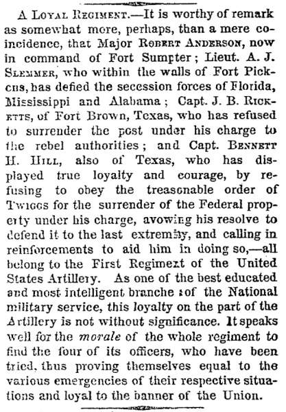 “A Loyal Regiment,” New York Times, March 12, 1861