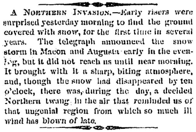 “A Northern Invasion,” Savannah (GA) News, March 20, 1861