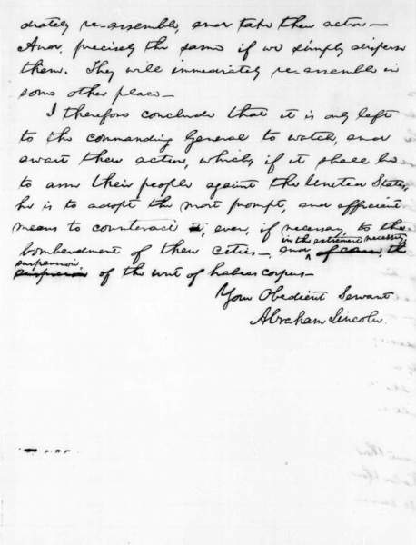 Abraham Lincoln to Winfield Scott, April 25, 1861 (Page 2)