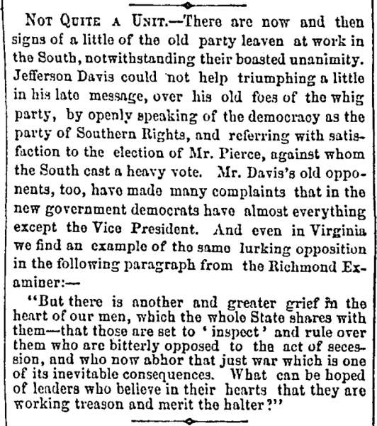 “Not Quite a Unit,” Boston (MA) Advertiser, May 9, 1861