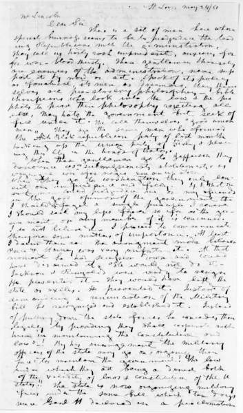 Samuel T. Glover to Abraham Lincoln, May 24, 1861 (Page 1)