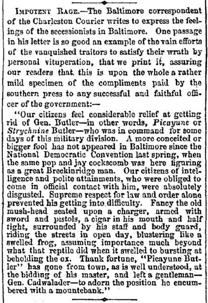 “Impotent Rage,” Boston (MA) Advertiser, May 27, 1861
