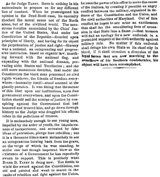 “Civil and Martial Law at Baltimore,” New York Times, May 30, 1861 (Page 2)