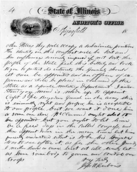 Jesse K. Dubois to Abraham Lincoln, June 8, 1861 (Page 4)