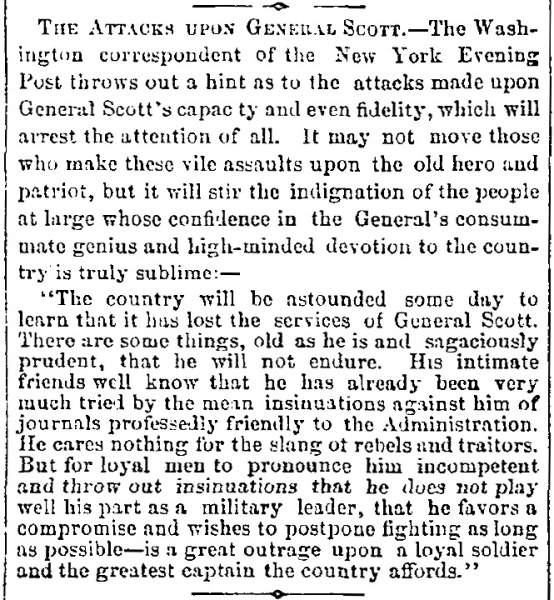 “The Attacks Upon General Scott,” Boston (MA) Advertiser, July 4, 1861