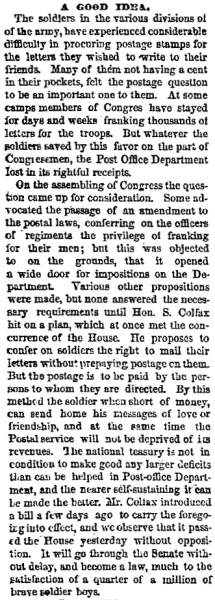 “A Good Idea,” Chicago (IL) Tribune, July 19, 1861