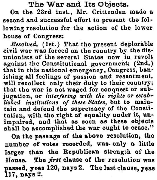 “The War and Its Objects,” Newark (OH) Advocate, July 26, 1861