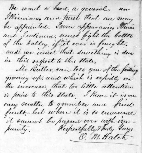 Ozias Mather Hatch to Abraham Lincoln, August 17, 1861 (Page 2)
