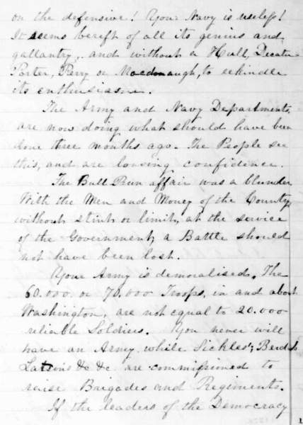 Thurlow Weed to Abraham Lincoln, August 18, 1861 (Page 2)